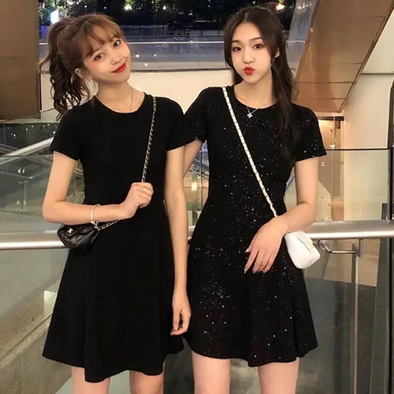 

Dress Women Solid Simple All Match High Waist Mini Dresses Womens Korean Style Summer New Fashion Casual Skinny Females Hot Sale