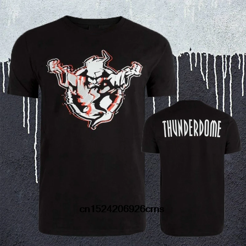 

New Fashion Thunderdome Logo Mens T-Shirt Hardcore Techno And Gabber 2 Sides Printed Short Sleeve Tee Shirt Black