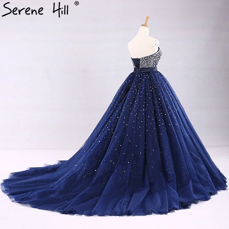 Роскошное Свадебное платье без бретелек свадебное Индиго Бисероплетение Тюль