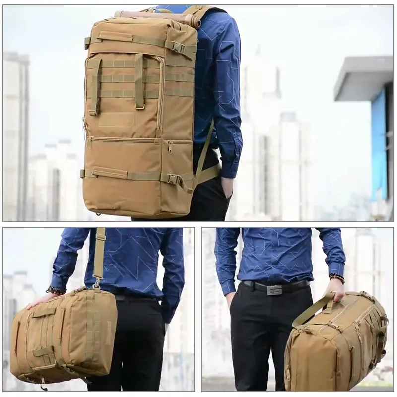 

60L Military Tactical Bag Hunting Camping Rucksack Waterproof Mountaineering Outdoor Army Nylon 900D Large Capacity Sport Bags