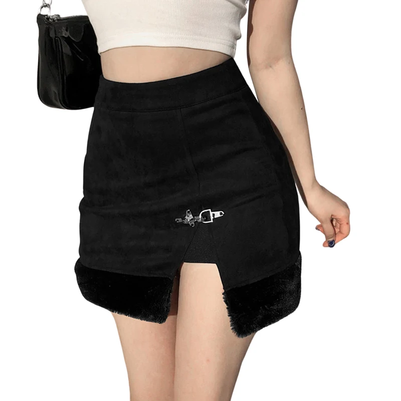 

2021 Women Pencil Skirt Side Split Buckle High Waist Mini Black Bag Hip Slim Fit Casual Hot Ladies New Fashion Streetwear