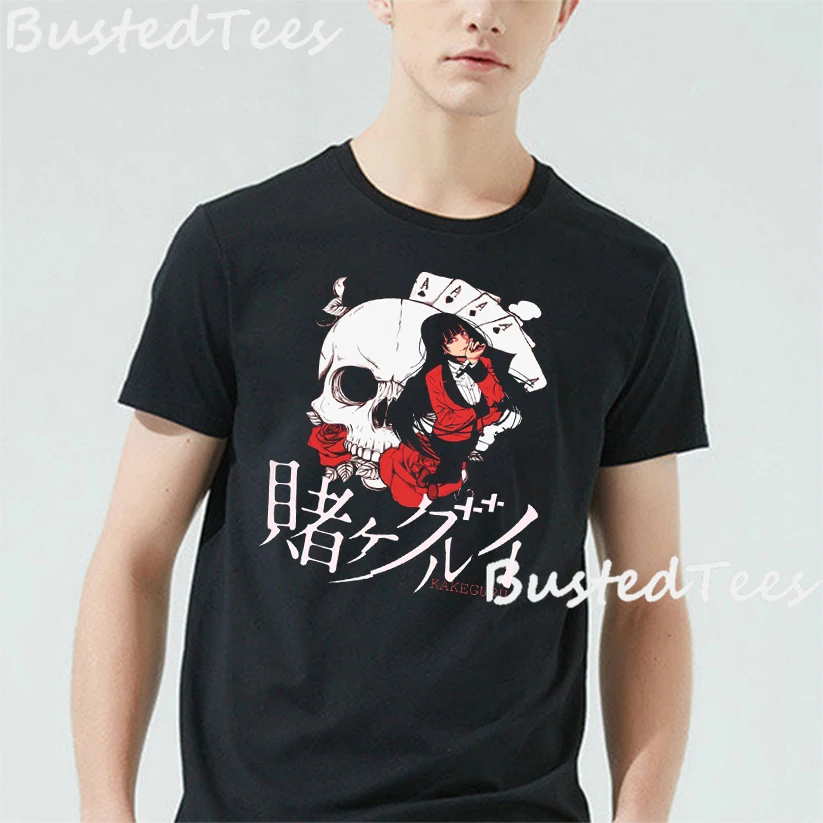 Yabami Kakegurui Yumeko крутая отличная футболка мужская Черная Мужская с рукавом Crewneck
