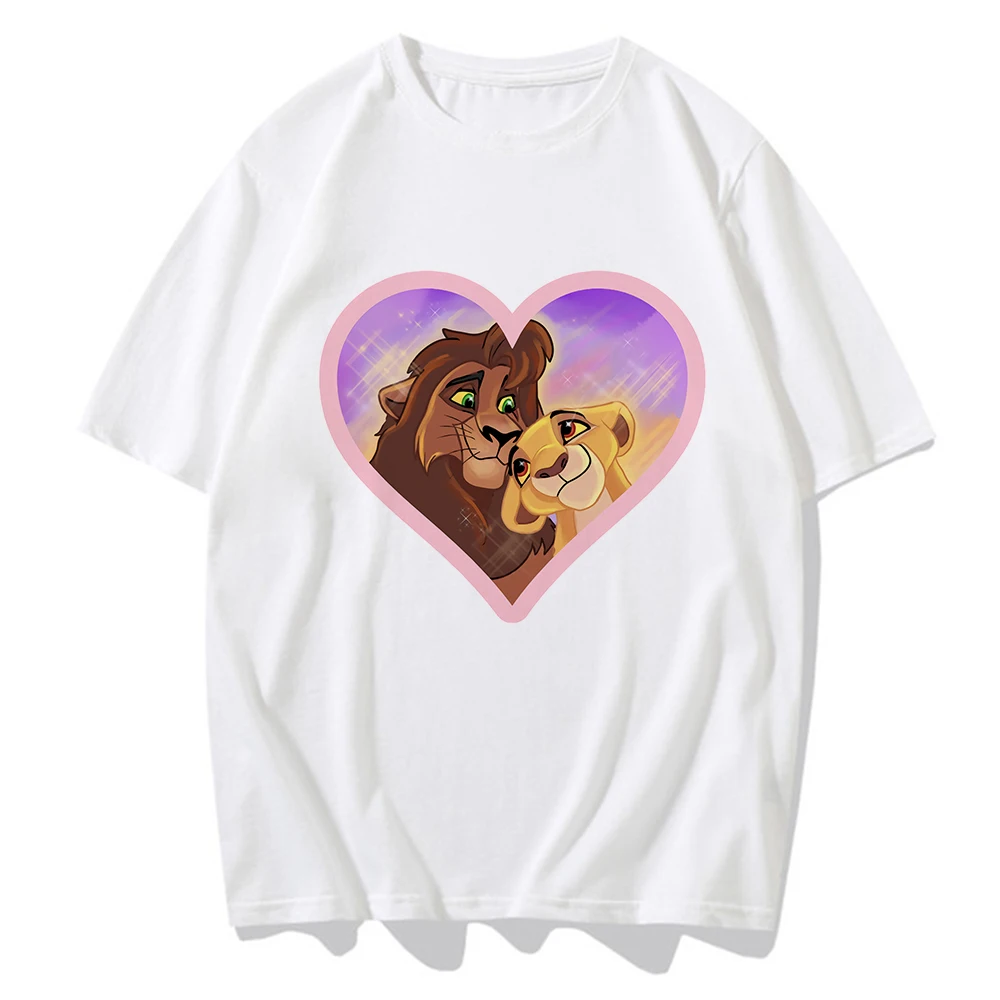 

Disney The Lion King Couples Matching Shirts Spring Harajuku Fashion Valentine's Day Tshirt Plus Size Loose Crewneck T-shirts