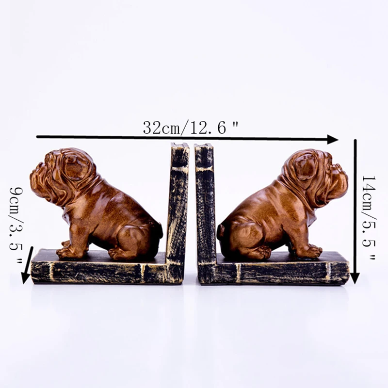 

Vintage Puppy Bookends Ornaments Chinese Village Dog Book Stand Crafts Creative Study Bookcase Home Office Soft Decoration Gifts