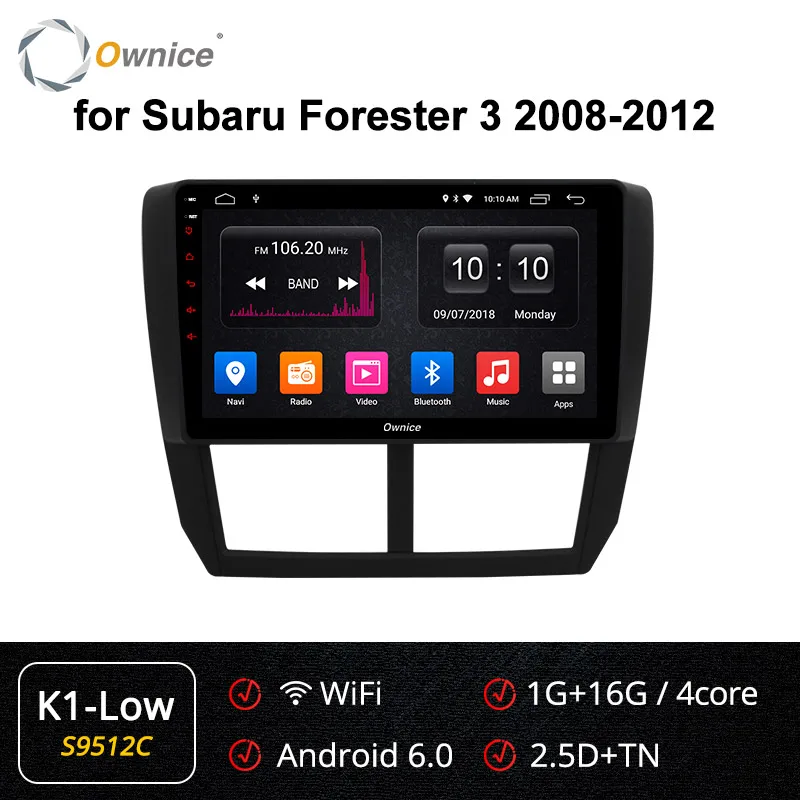 Ownice K1 K2 Octa 8 Core 2 din Android 8,1 автомобильный DVD Радио DVD плеер с JPS и навигацией радио для Subaru Forester 3 XV WRX 2008 2009 - Цвет: S9512 K1-Low