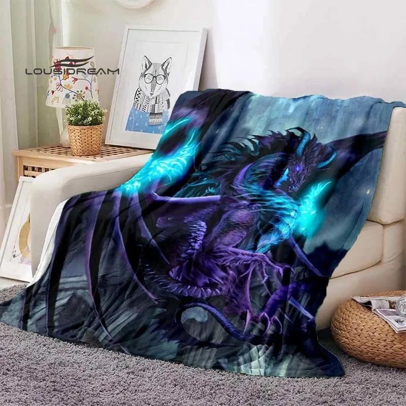 Dragon Blanket 3D printing Flannel Children and adults Throw blanket Fashion Fluffy blankets for beds Sofa Air Conditioner Sheet | Дом и сад