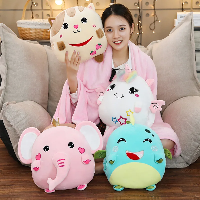 Модные мягкие единороги 2 в 1 подушки с одеялом внутри Kawaii Плюшевые Единорог слон кошка динозавр подарок на Рождество