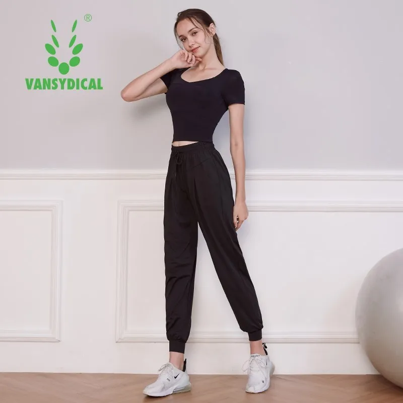 Женский комплект для йоги Vansydical из 2 предметов дышащая футболка с коротким