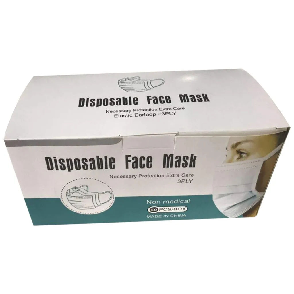 

100/50PC Mouth Masks Disposable Protective Cover Cloth Dust-proof Men Women Industrial Non-Woven 3Ply Ear Loop Masken