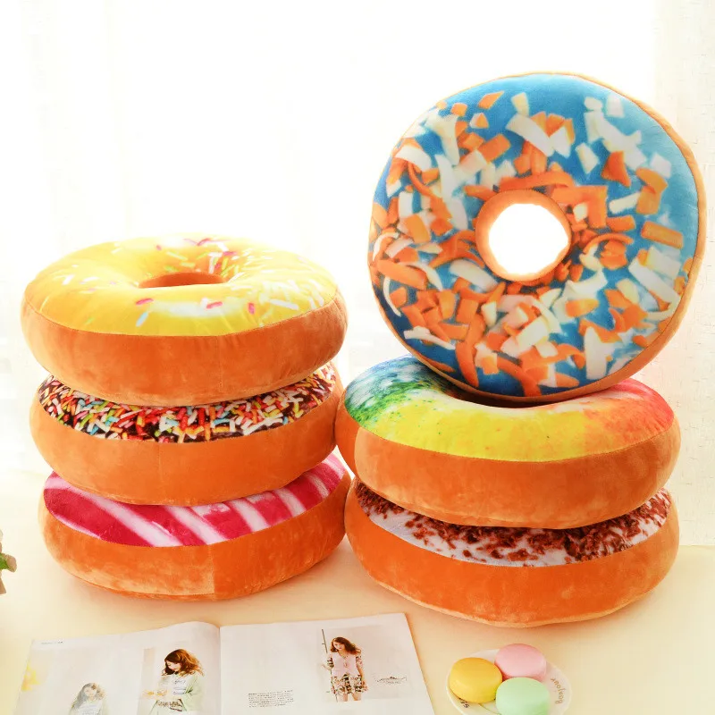 

1Pcs 40cm Cute Xmas Sofa Decorative Simulation Cushion Soft Plush Pillow Without Stuffed Seat Pad Donut Foods Cushion Case Toys