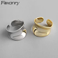 foxanry minimalist 925 sterling silver width rings new trends simple irregular geometric vintage elegant party jewelry gifts