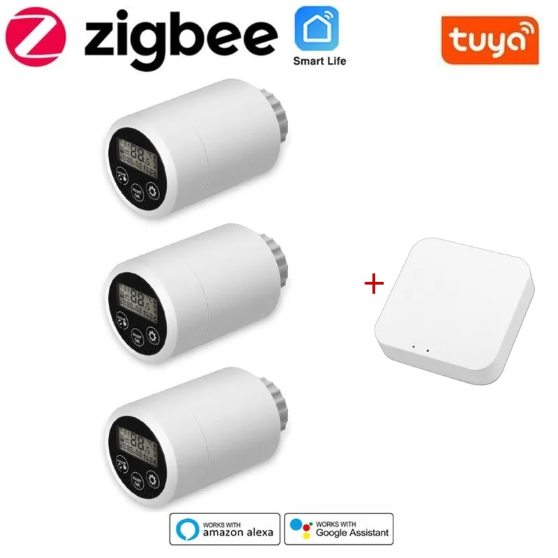 

Умный привод радиатора TRV Tuya ZigBee 3,0, термостат, программируемый клапан радиатора, регулятор температуры, голосовое управление, Alexa