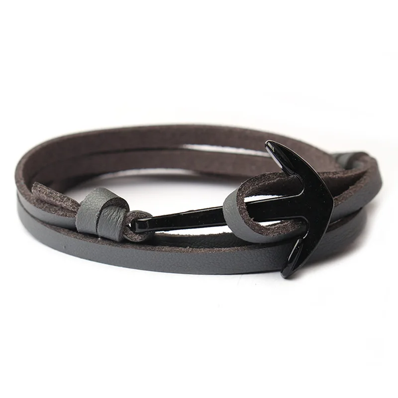 Кожаный браслет мужские ювелирные изделия модный с якорем женский мужской
