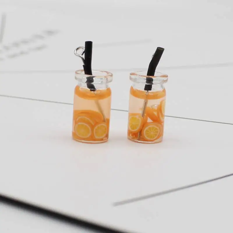 Персональный изысканный милый фруктовый напиток со строительным подвесным кулоном для сережек, ювелирных изделий на цепочке, изготовленный вручную из смолы.