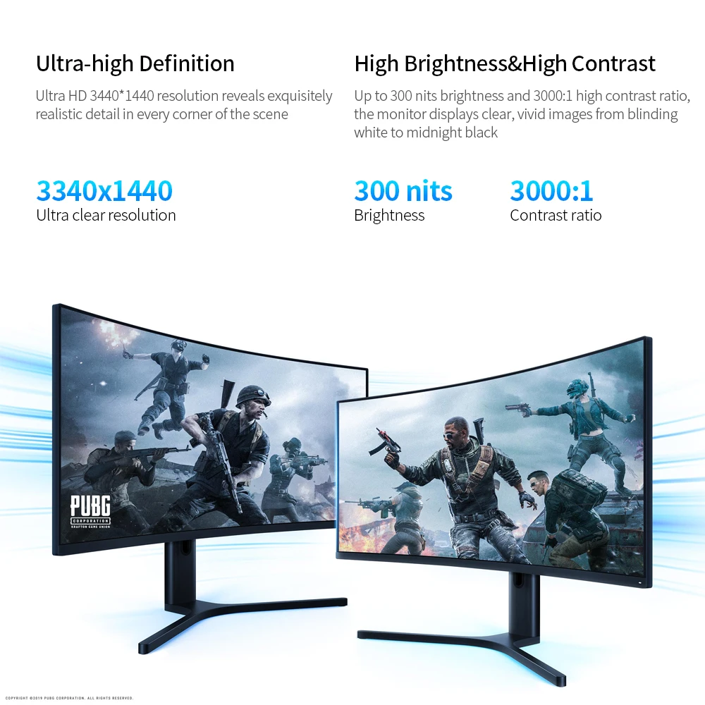 Монитор игровой Xiaomi Monitor 34 '' изогнутый экран WQHD с изогнутой поверхностью