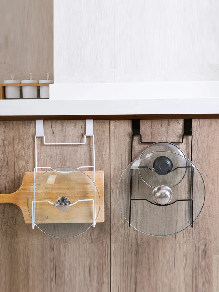 

Kitchen Door Organizer Pot Lid Rack Metal Spoon Holder Cooking Dish Rack Pan Cover Stand Kitchen Accessories