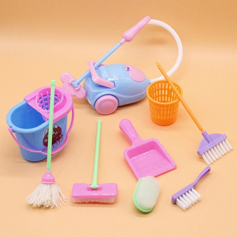 

9Pcs Kitchen Cleaning Toys Household Cleaning Tool Pretend Play Toys Interactive & Educational Housekeeping Cleaning Toy