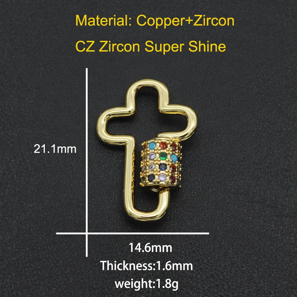 

21x15mm 100% CZ Zircon DIY Jewelry Cross Clasp Connectors Charm Wholesale Custom Orders Welcome Jewellery Connector