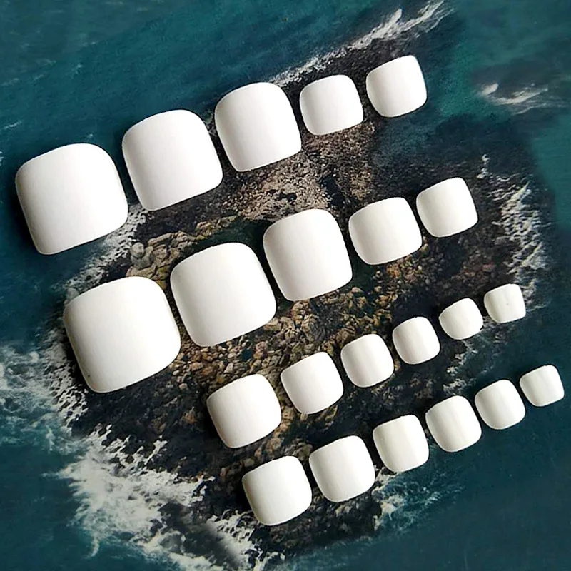 24 шт./компл. накладные ногти белые красные синие однотонные с прижимом на клеем