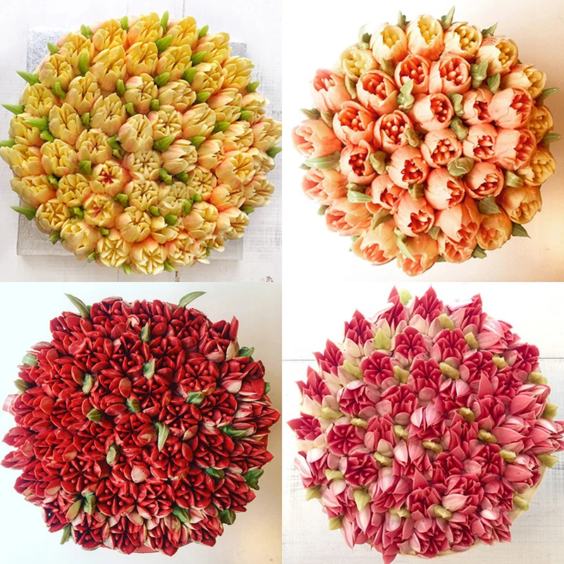 

C-Stainless Steel 14pc/Set Russian Tulip Icing Piping Nozzles Flower Cream Pastry Tips Nozzles Bag Cupcake Cake Decorating Tools