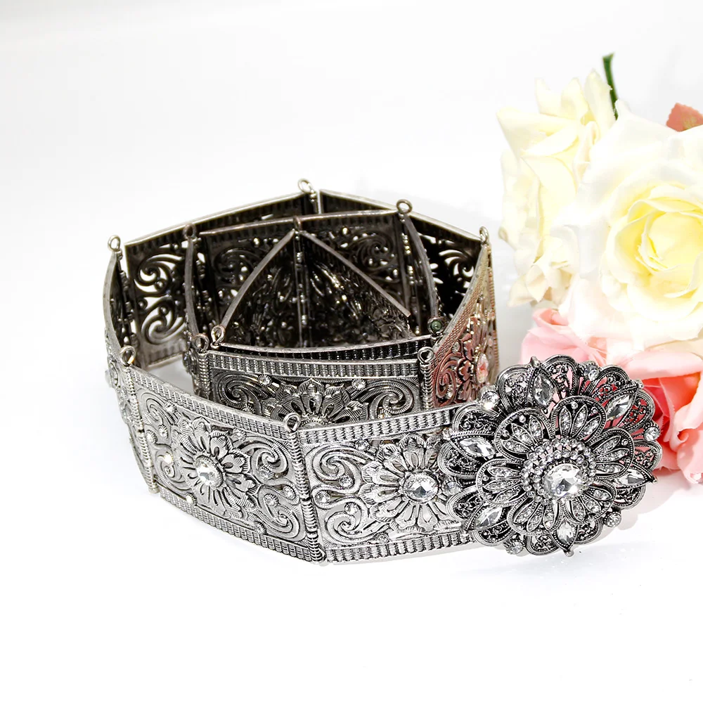 Новинка Женский металлический пояс в стиле ретро с цветами золотого и