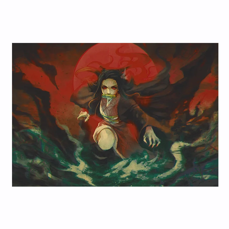 

51.5x35cm One Anime Demon Slayer Poster Naruto Chopper Home Decoration Wall Sticker Retro Paper
