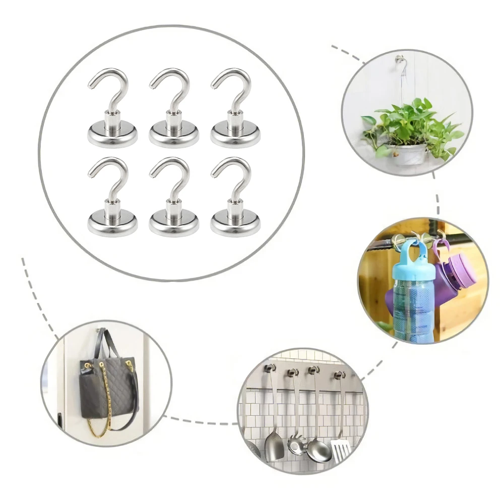 6 шт. Магнитные Крючки мощный для высоких нагрузок Неодимовый магнитный