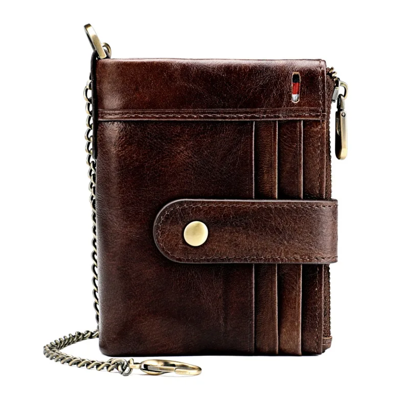 

Винтажный кошелек на молнии, кожаный короткий кошелек с карманом Crazy Horse, кошелек из натуральной кожи с несколькими кармашками для карт, коше...