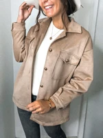 autumn suede womens jacket coat long sleeve pockets turn down collar female coat 2021 new winter fashion casual ladies jackets