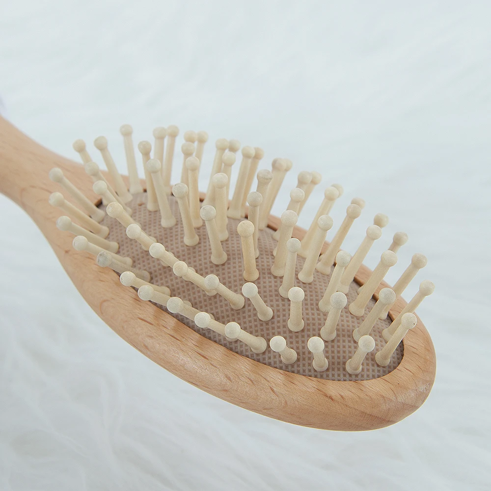 

MIYOCAR Personalized Baby Hair Brush and Comb for Newborn Natural Wooden Hairbrush with Soft Goat Bristles ideal baby gift