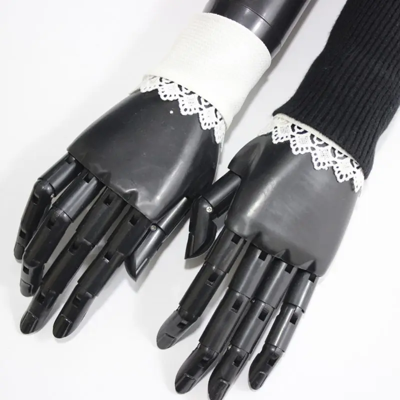 

1Pair Detatchable Pleated Ruffles Fake Sleeve Chiffon Lace Floral False Cuffs L4ME