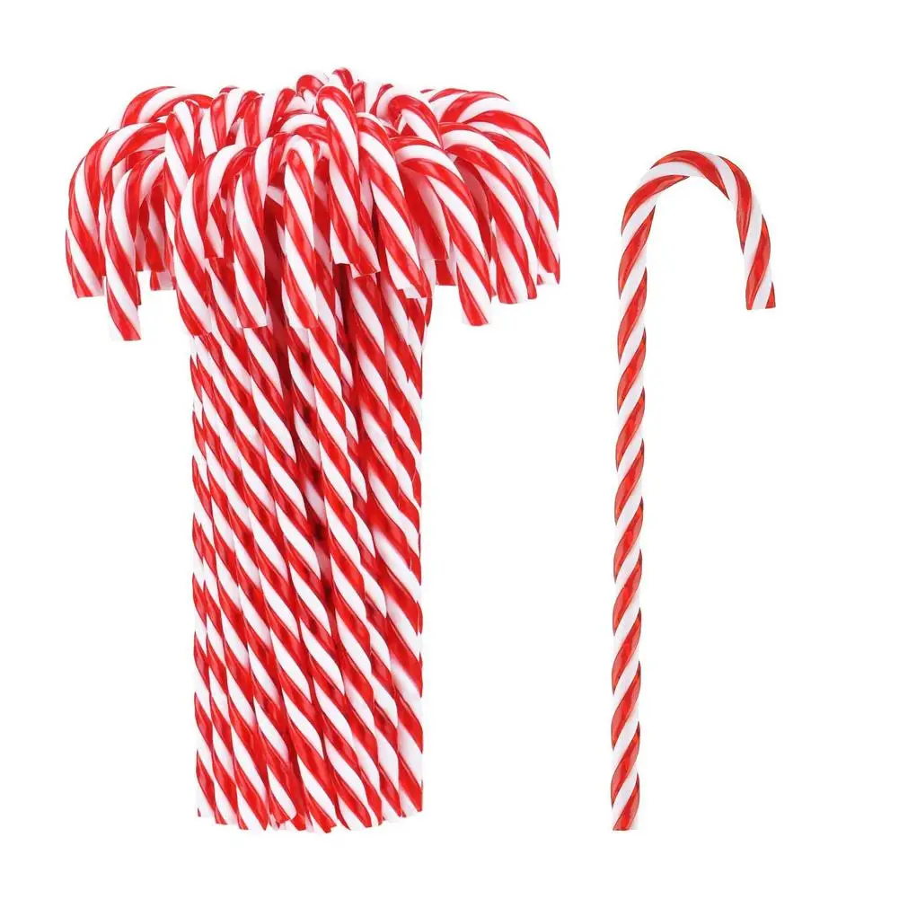 

20/50pcs Christmas Tree Decor Candy Cane Red Green Plastic Crutch Hanging Ornament For Xmas New Year 2021 Decoration Xmas Gift
