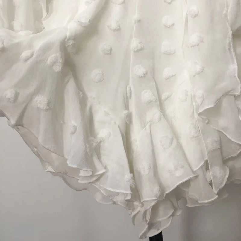 Подиумное Сетчатое лоскутное кружевное платье с оборками в горошек на шнуровке