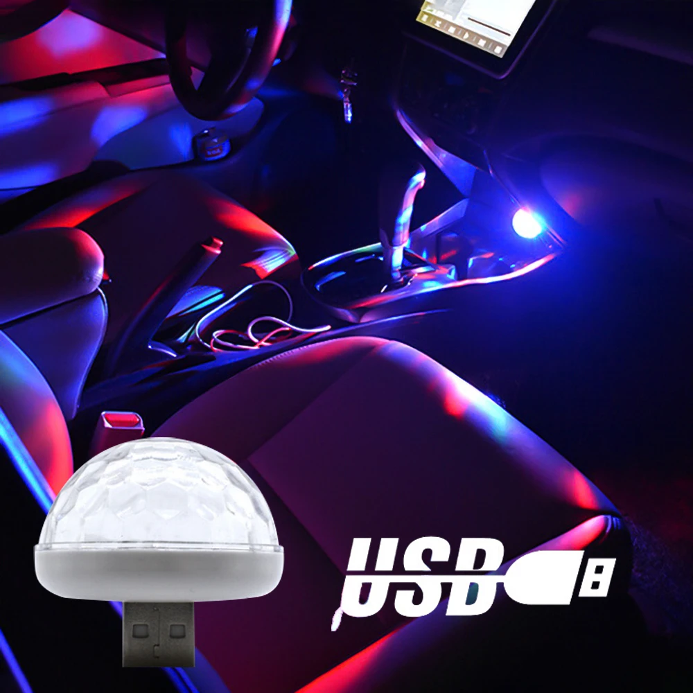 Мини USB Красочный атмосферный светильник для автомобиля вечерние DJ LED RGB