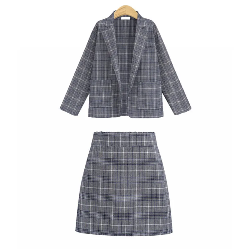 DEAT 2020 новинка Весенний костюм воротник в клетку Блейзер облегающая юбка для