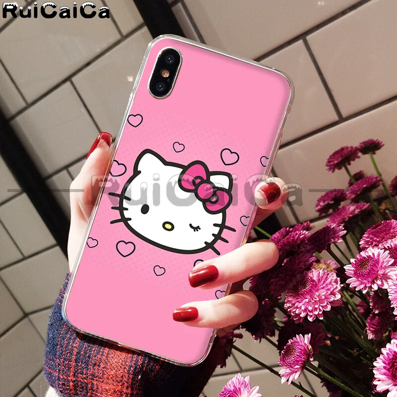 A3 RuiCaiCa прекрасный розовый чехол hello kitty Coque Shell для телефона iPhone 5 5Sx 6 7 7plus 8 8Plus X XS MAX XR - Цвет: A3