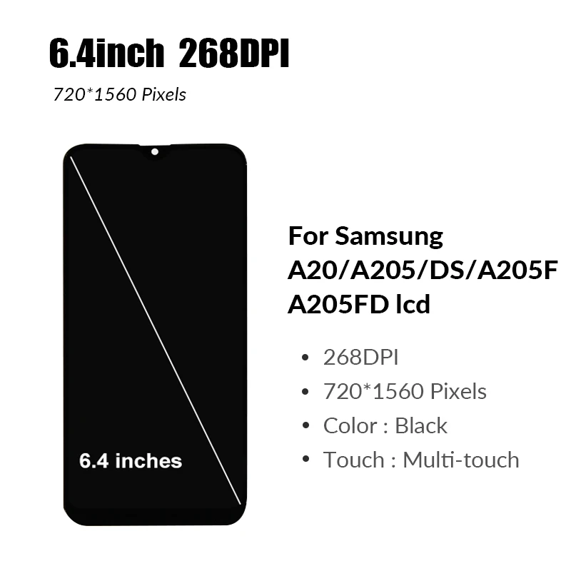 Активно матричные осид A20 ЖК дисплей для Samsung Galaxy A205 SM A205F/DS A205FN с сенсорным экраном