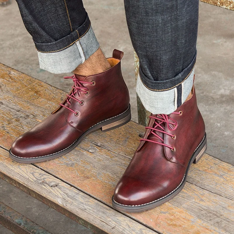 Новинка винтажная мужская повседневная Уличная обувь ручной работы на шнурках