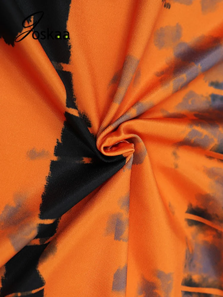 

Joskaa Orange Printed Sleeveless Backless Slim Jumpsuits Women Casual Fitness Sporty Rompers Autumn 2021 Fashion Streetwear