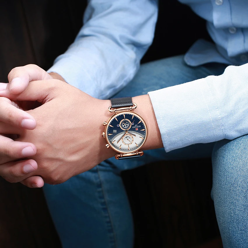 

REWARD Wholesale Price Watch Mens Sports Waterproof Top Brand Luxury Watches Mesh Strap Chronograph Date Quartz Watch For man