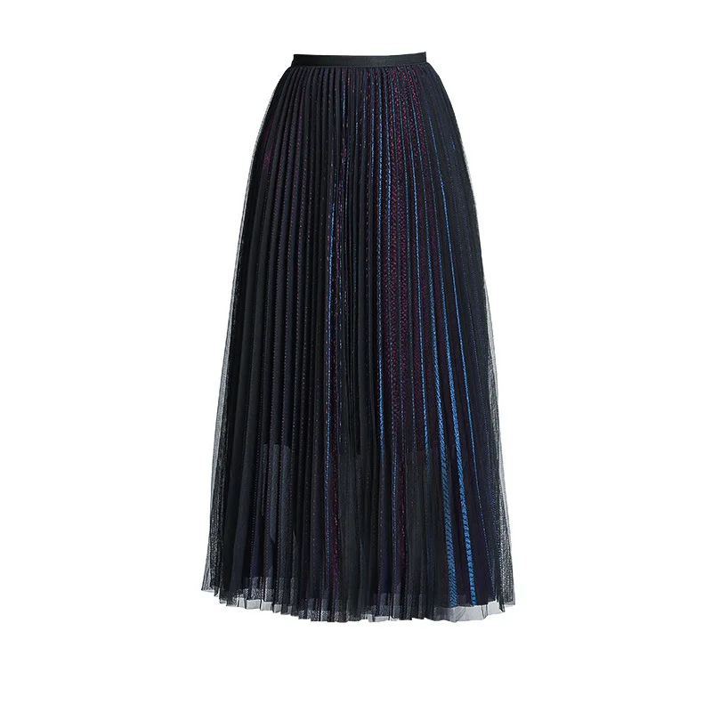 

New Autumn Skirts Fashionable High-Waisted Thin Color-Changing Mesh Skirts Women