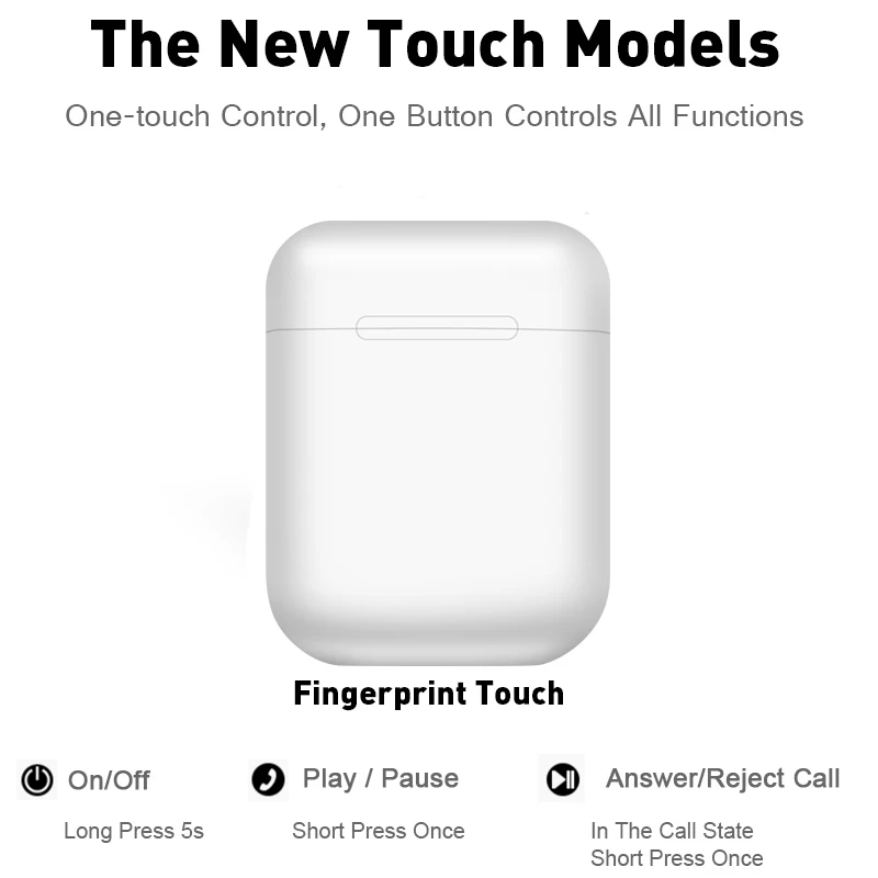 Беспроводная гарнитура i12 TWS сенсорная клавиша Bluetooth 5 0 спортивные стереонаушники