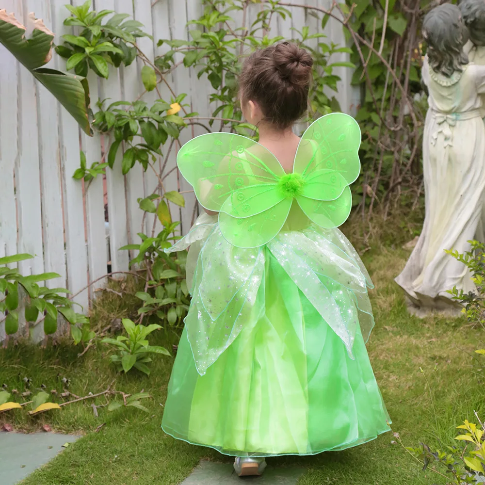 Новинка фея Динь-Динь платье принцессы крылья для девочки маскарадный костюм