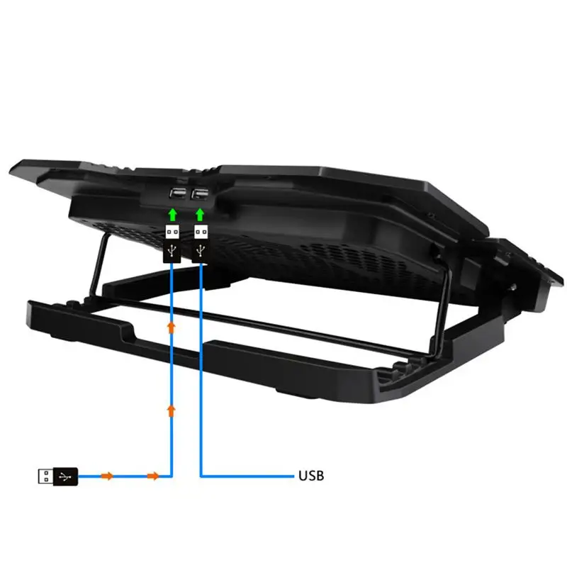 17 дюймовый игровой кулер для ноутбука 5 вентиляторов светодиодный экран два USB