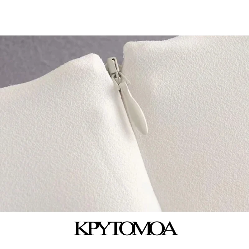 

KPYTOMOA Women 2020 Chic Fashion Office Wear Knotted Wrap Midi Skirt Vintage High Waist Back Zipper Slit Female Skirts Mujer