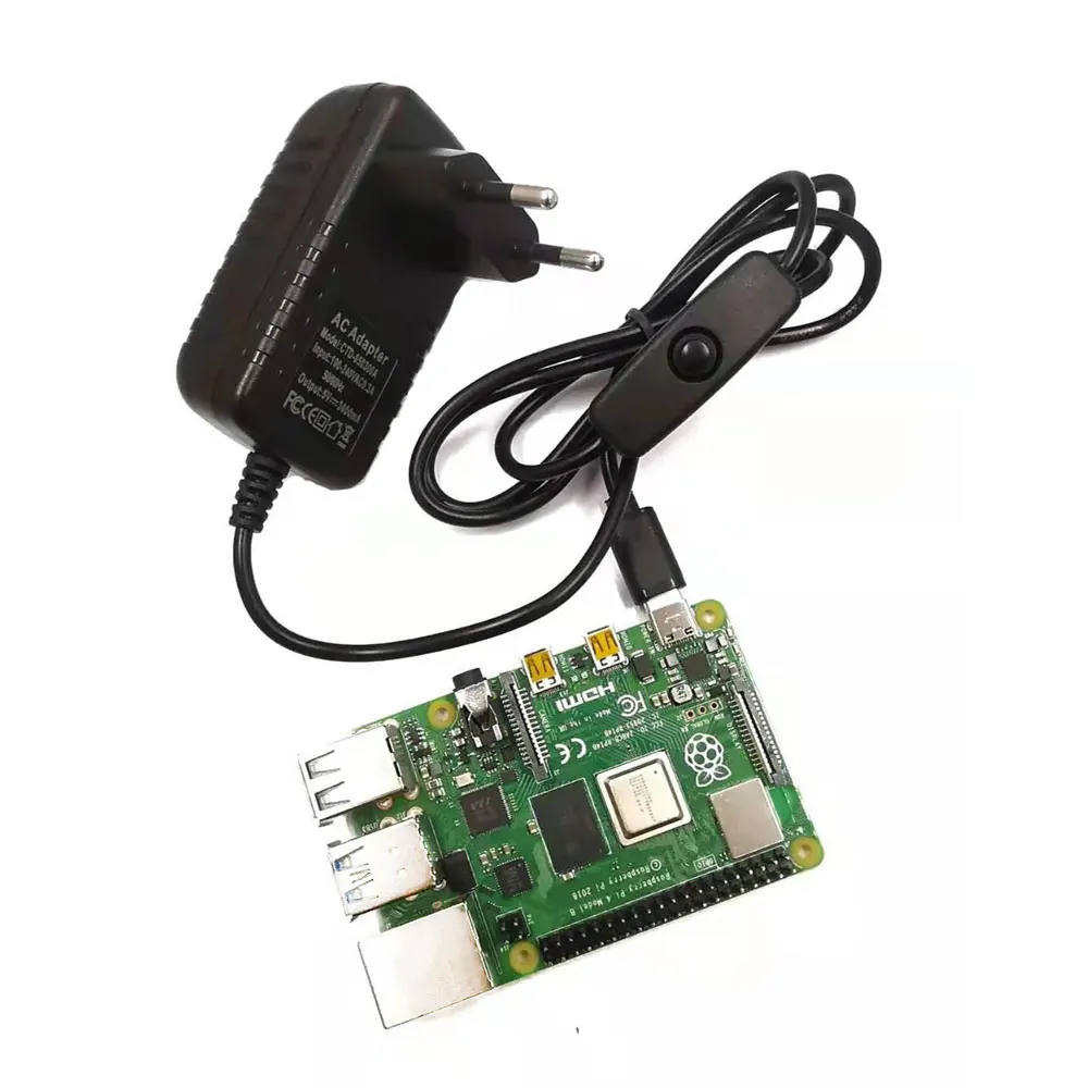 Блок питания Raspberry Pi 4 Type C 5 В 3 А адаптер с переключателем ВКЛ./ВЫКЛ. зарядное