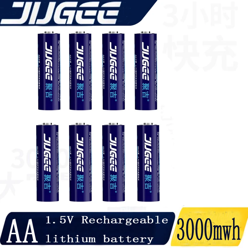 Jugee 8 шт. 1 5 в 2000 мАч литиевый AA usb Перезаряжаемый МВт/ч литий полимерный ионный
