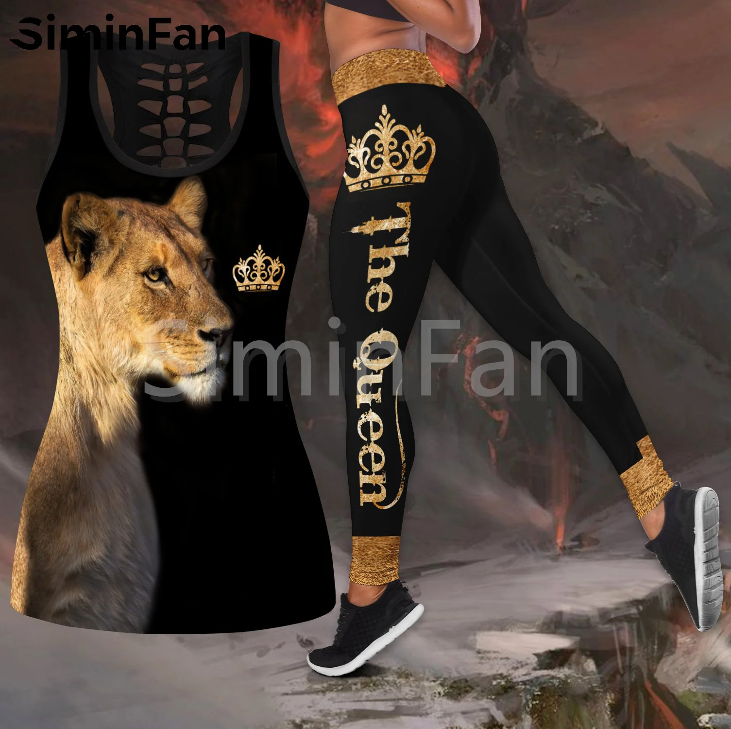 Женский комплект для йоги из двух предметов топ и леггинсы с 3D принтом |