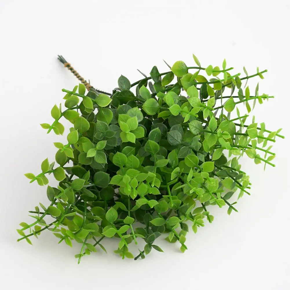 

1pc Artificial Flowers with Leaf Green Grass Plastic Plants Fake Leaf Foliage Bush for Home Wedding Decoration Party Supplies
