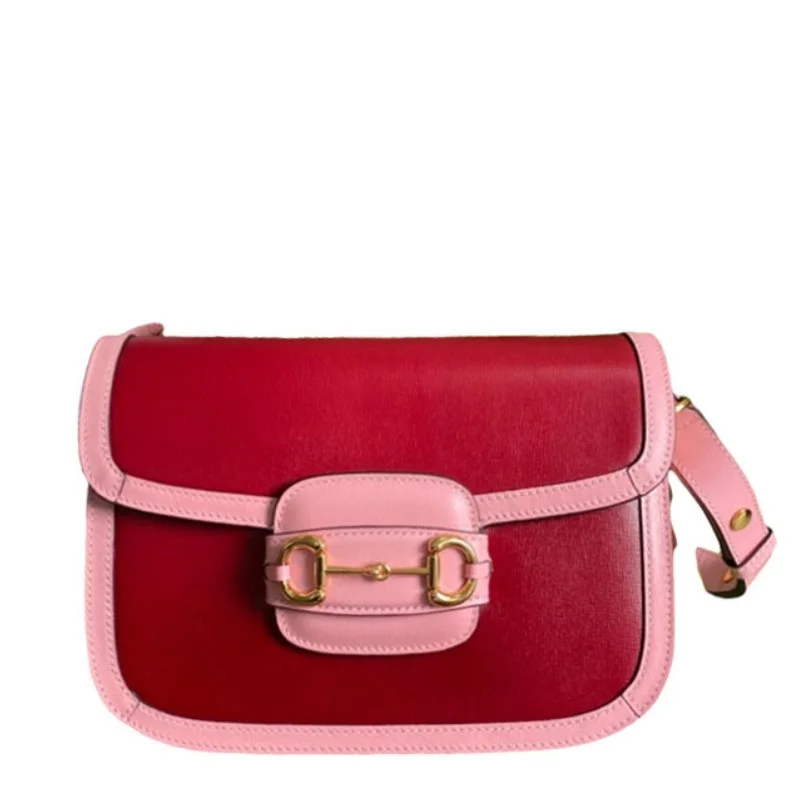 

Clutch Bag 2021 Women's Genuine Leather Metal Button Printed Embossed Color Contrast Flap Shoulder Bags Female Handbag Wallet